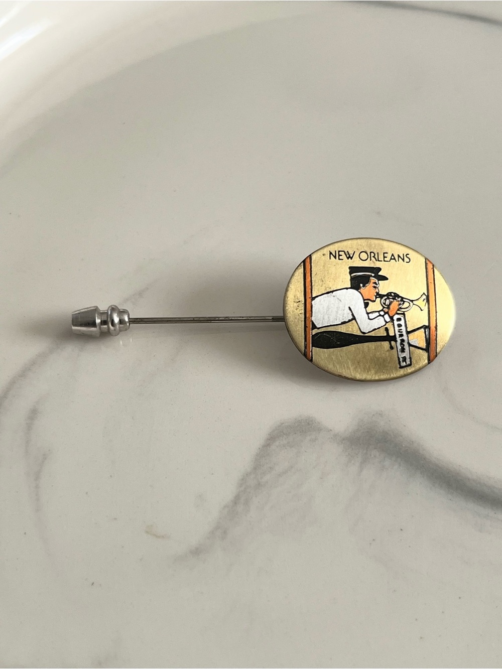 Reed & Barton New Orleans Jazz Trumpet Souvenir Stick Pin